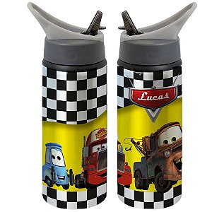 Garrafa Squeeze Carros Relâmpago Mc Queen Matte Personalizada com Nome