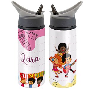 Garrafa Squeeze Três Palavrinhas Menina Personalizada com Nome