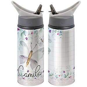 Garrafa Squeeze Borboleta Personalizada com Nome
