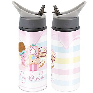 Garrafa Squeeze Sweet Mundo Doces Personalizada com Nome