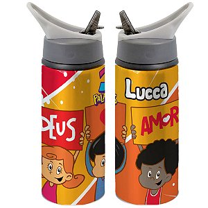 Garrafa Squeeze Três Palavrinhas Personalizada com Nome