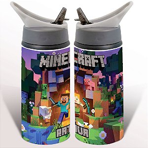 Garrafa Squeeze Minecraft Adventure Infantil Com Nome Personalizado