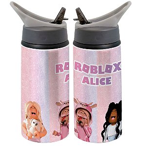 Garrafa Squeeze Roblox Personagens Menina Infantil Com Nome Personalizado