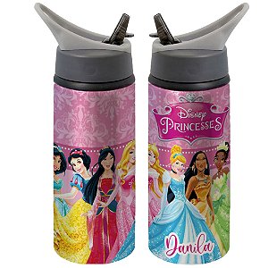 Garrafa Squeeze Princesas Infantil Com Nome Personalizado