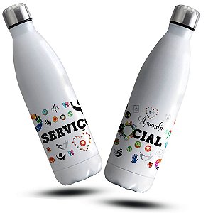 Garrafa Assistente Social Profissão Térmica Personalizada Com Nome