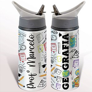 Garrafa Squeeze Geografia Profissão Professor Com Nome Personalizado