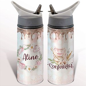 Garrafa Squeeze Confeitaria Profissão Chef Cozinheiro Com Nome Personalizado