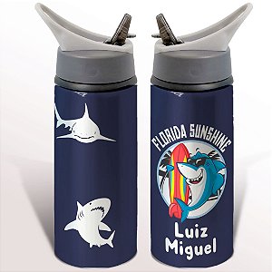 Garrafa Squeeze Tubarão Shark Florida Infantil Com Nome Personalizado