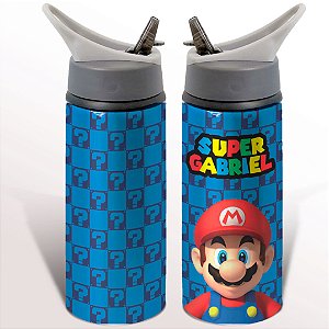 Garrafa Squeeze Super Mario Infantil Com Nome Personalizado