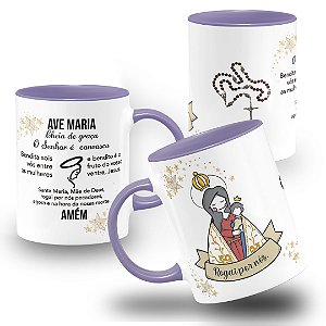 Caneca Oração Ave Maria Cheia De Graça Rogai Por Nós