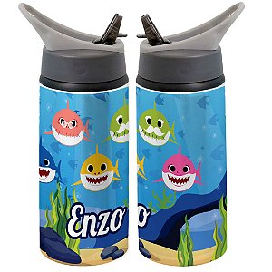 Garrafa Squeeze Baby Shark Tubarão Fundo Do Mar Azul