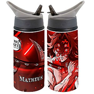 Garrafa Squeeze Demon Slayer Anime Tanjiro Personagem Vermelho