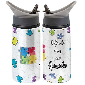 Garrafa Squeeze Infantil Autismo Quebra Cabeça