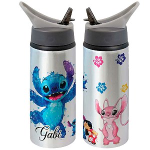 Garrafa Squeeze Desenho Lilo & Stitch e Angel