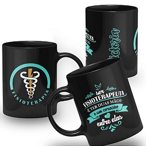 Caneca Fisioterapeuta Profissão Fisioterapia 100% Preto