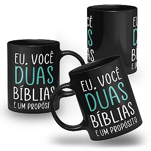 Caneca Casal Eu, Você, Duas Bíblias e Um Propósito