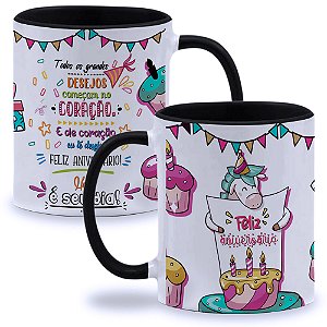Caneca Aniversário Todos os Grande Desejos Começam no Coração