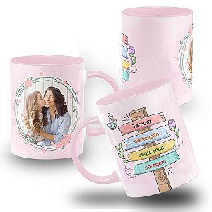 Caneca Mãe com Foto Frase Dedicação Coragem Ternura Segurança
