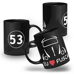 Caneca Coleção Eu Amo Fusca Colecionador 100% Preto