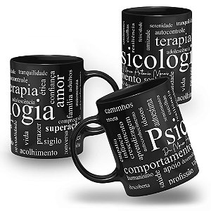 Caneca Psicologia 100% Preto