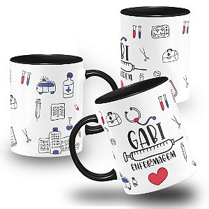 Caneca Enfermagem Desenhos Nome Personalizados