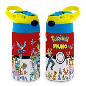 Garrafa Pokémon Pokebola Térmica Bico de Silicone com Nome