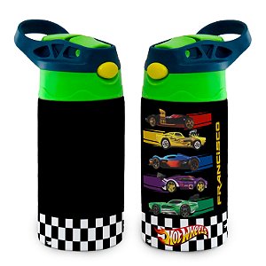 Garrafa Hot Wheels Carros Térmica Bico de Silicone