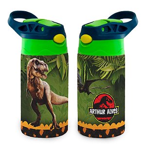 Garrafa Dinossauro Jurassic Park Bico de Silicone com Nome