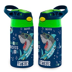 Garrafa Tubarão Shark Térmica infantil Bico de Silicone