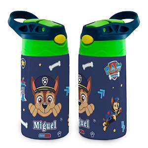 Garrafa Chase Patrulha Canina Térmica Bico de Silicone com Nome