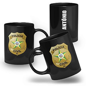 Caneca Polícia Civil do Estado de Alagoas 100% Preta