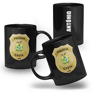 Caneca Polícia Civil do Estado de Amazonas 100% Preta