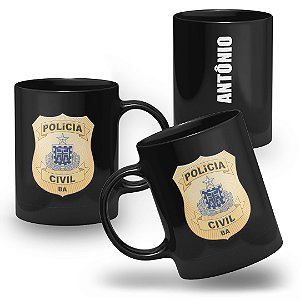 Caneca Polícia Civil do Estado de Bahia 100% Preta