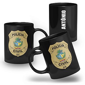 Caneca Polícia Civil do Estado de Goiás 100% Preta