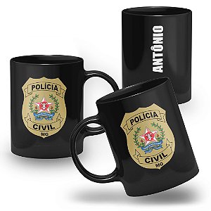 Caneca Polícia Civil do Estado de Minas Gerais 100% Preta
