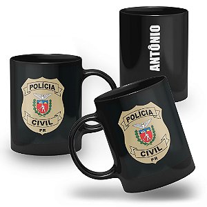 Caneca Polícia Civil do Estado do Paraná 100% Preta