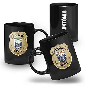 Caneca Polícia Civil do Estado de Pernambuco 100% Preta