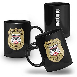 Caneca Polícia Civil do Estado de Rondônia 100% Preta