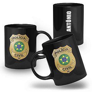 Caneca Polícia Civil do Estado de Sergipe 100% Preta