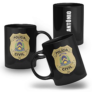 Caneca Polícia Civil do Estado de Tocantins 100% Preta