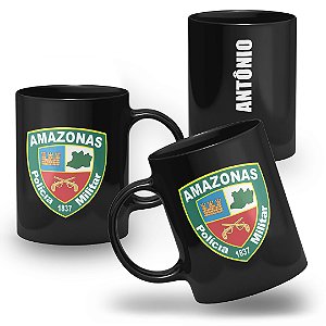 Caneca Polícia Militar do Estado de Amazonas 100% Preta