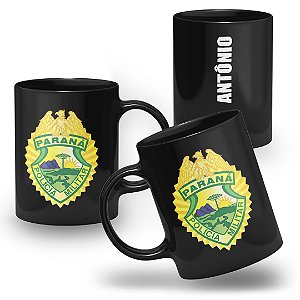 Caneca Polícia Militar do Estado do Paraná 100% Preta