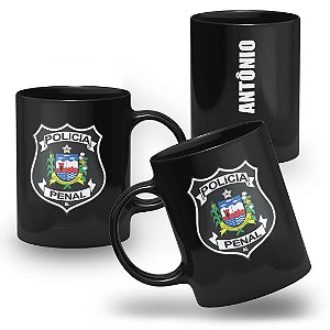 Caneca Polícia Penal do Estado de Alagoas 100% Preta