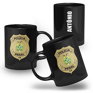 Caneca Polícia Penal do Estado de Amazonas 100% Preta