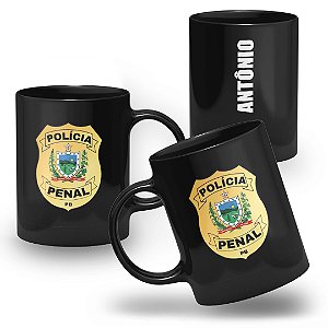 Caneca Polícia Penal do Estado de Paraíba 100% Preta