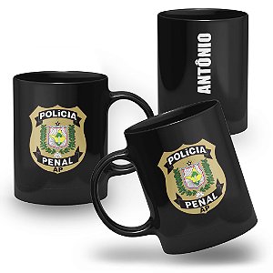 Caneca Polícia Penal do Estado do Amapá 100% Preta