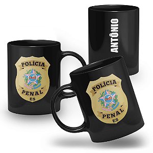 Caneca Polícia Penal do Estado do Espírito Santo 100% Preta