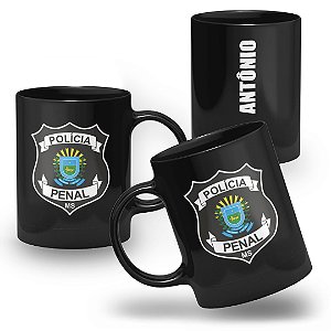 Caneca Polícia Penal do Estado do Mato Grosso do Sul 100% Preta