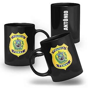 Caneca Polícia Penal do Estado do Pernambuco 100% Preta