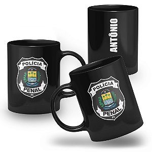 Caneca Polícia Penal do Estado do Piauí 100% Preta